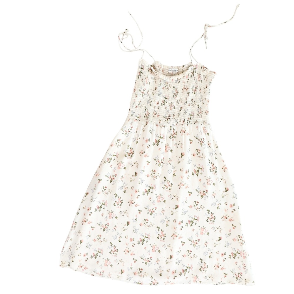 Reformation Smocked Floral‎ Slip Dress - Viscose, Garden Print - large